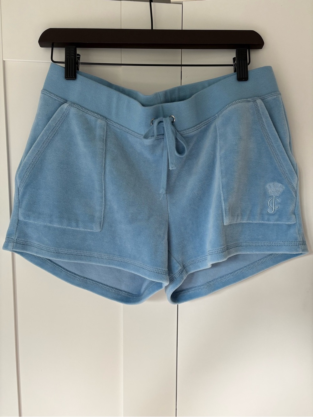 Juicy Couture Baby Blue Velour Athletic Lounge Shorts